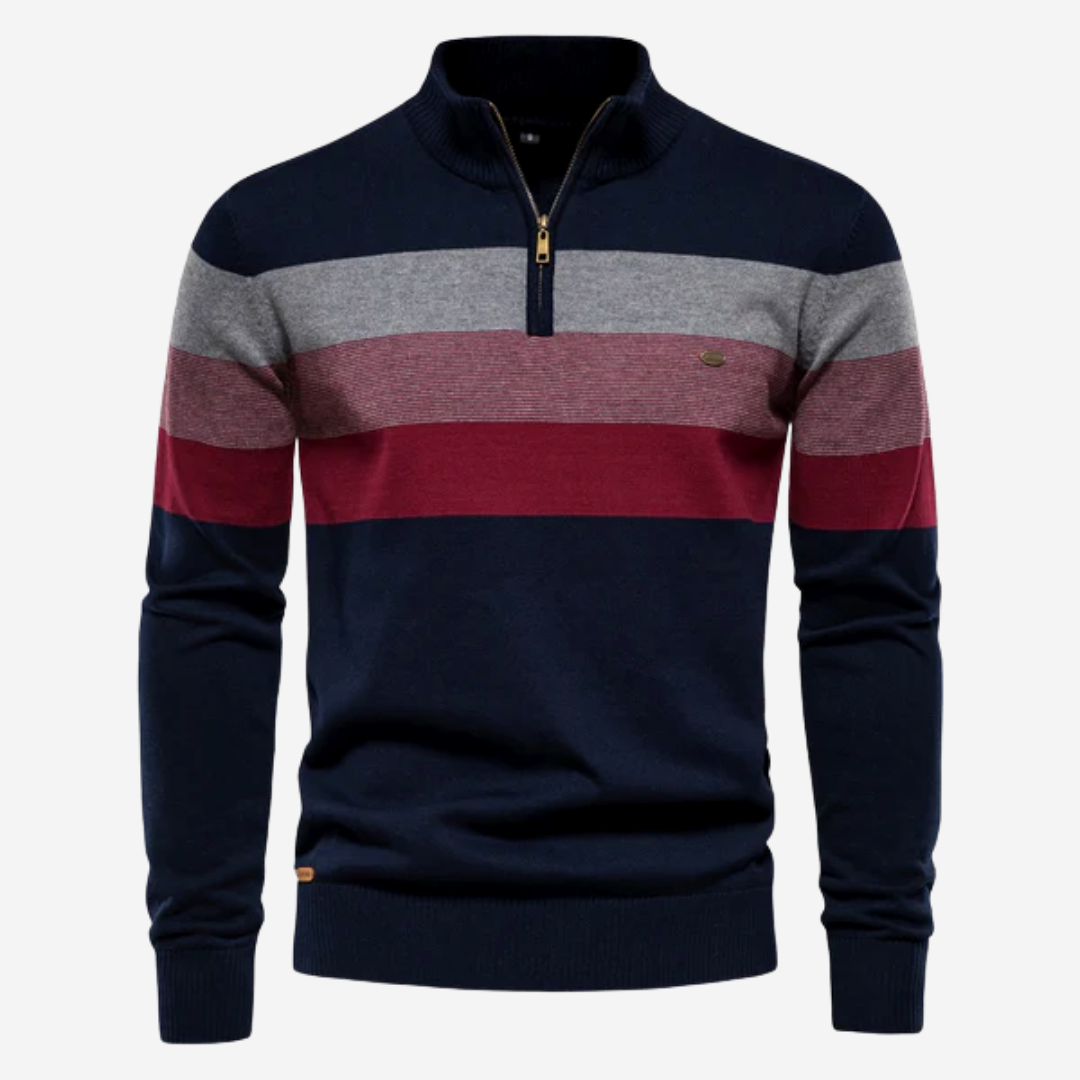 Pull rayé à col zippé pour homme - Image 3