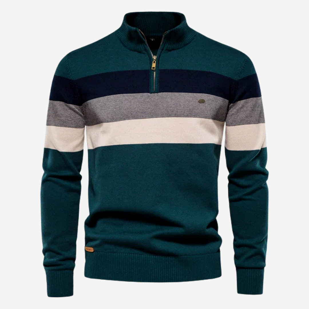 Pull rayé à col zippé pour homme - Image 2