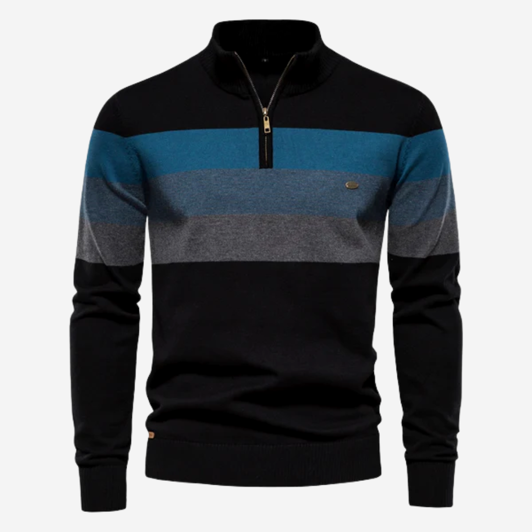Pull rayé à col zippé pour homme - Image 4