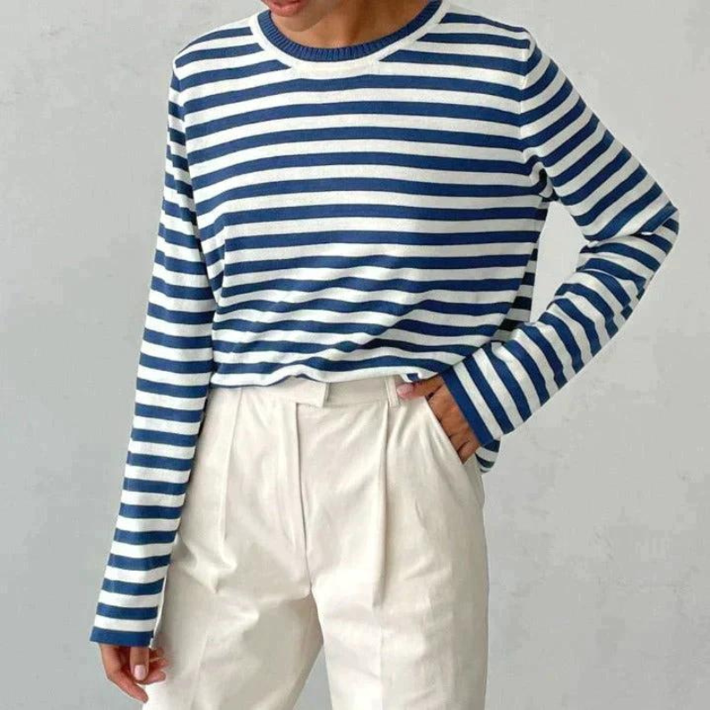 Pull rayé à manches longues pour femme - Image 3
