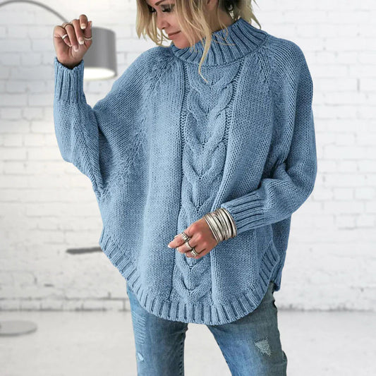 Pull à col roulé en maille torsadée pour femme - Image 1
