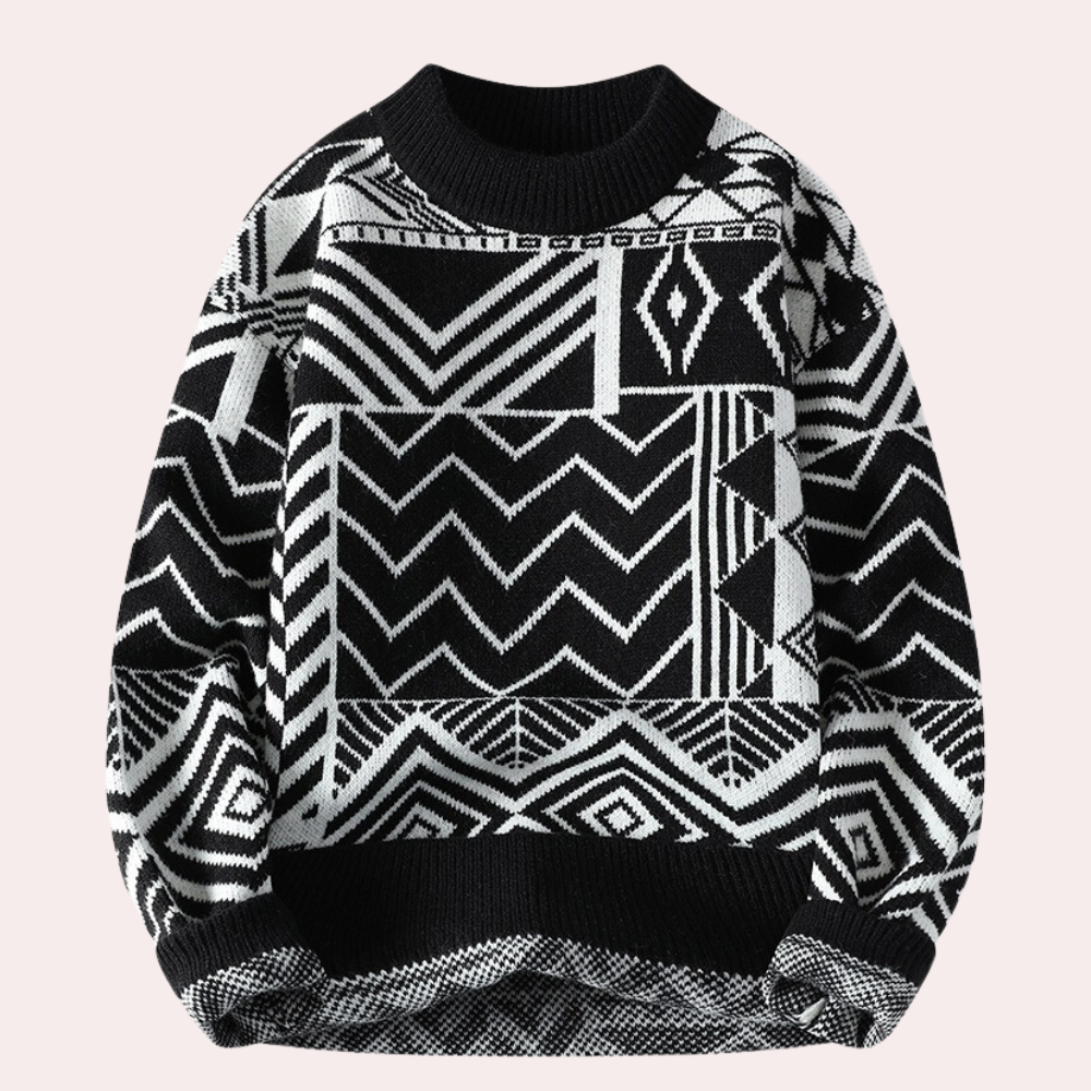 Pull Homme Col Rond Motif Géométrique - Image 2