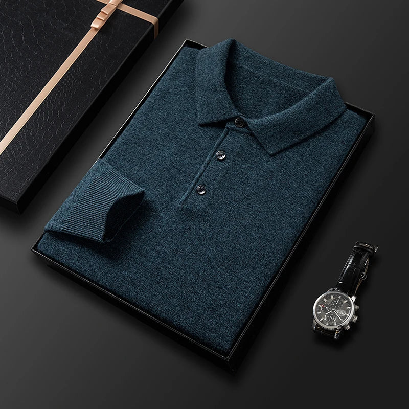 Pull en maille polo à manches longues pour homme - Image 4