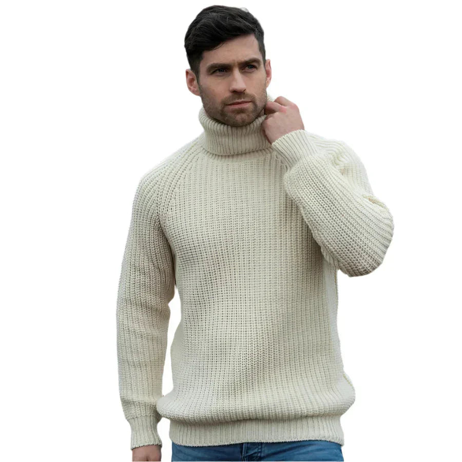 Pull Homme Col Roulé Maille Côtelée - Image 3
