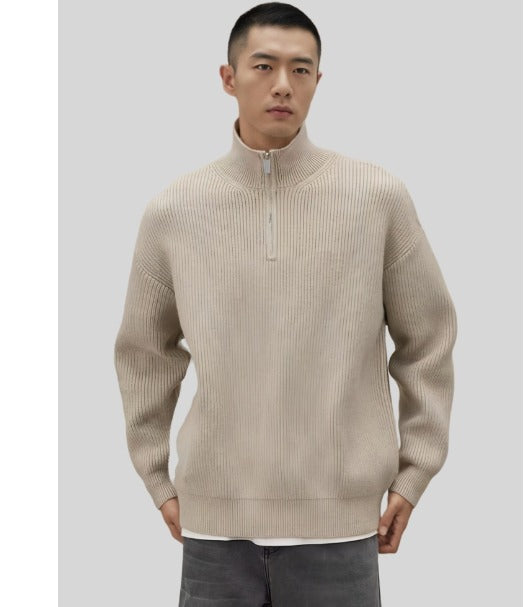 Pull Homme Maille Côtelée à Fermeture Éclair 1/4 - Image 5