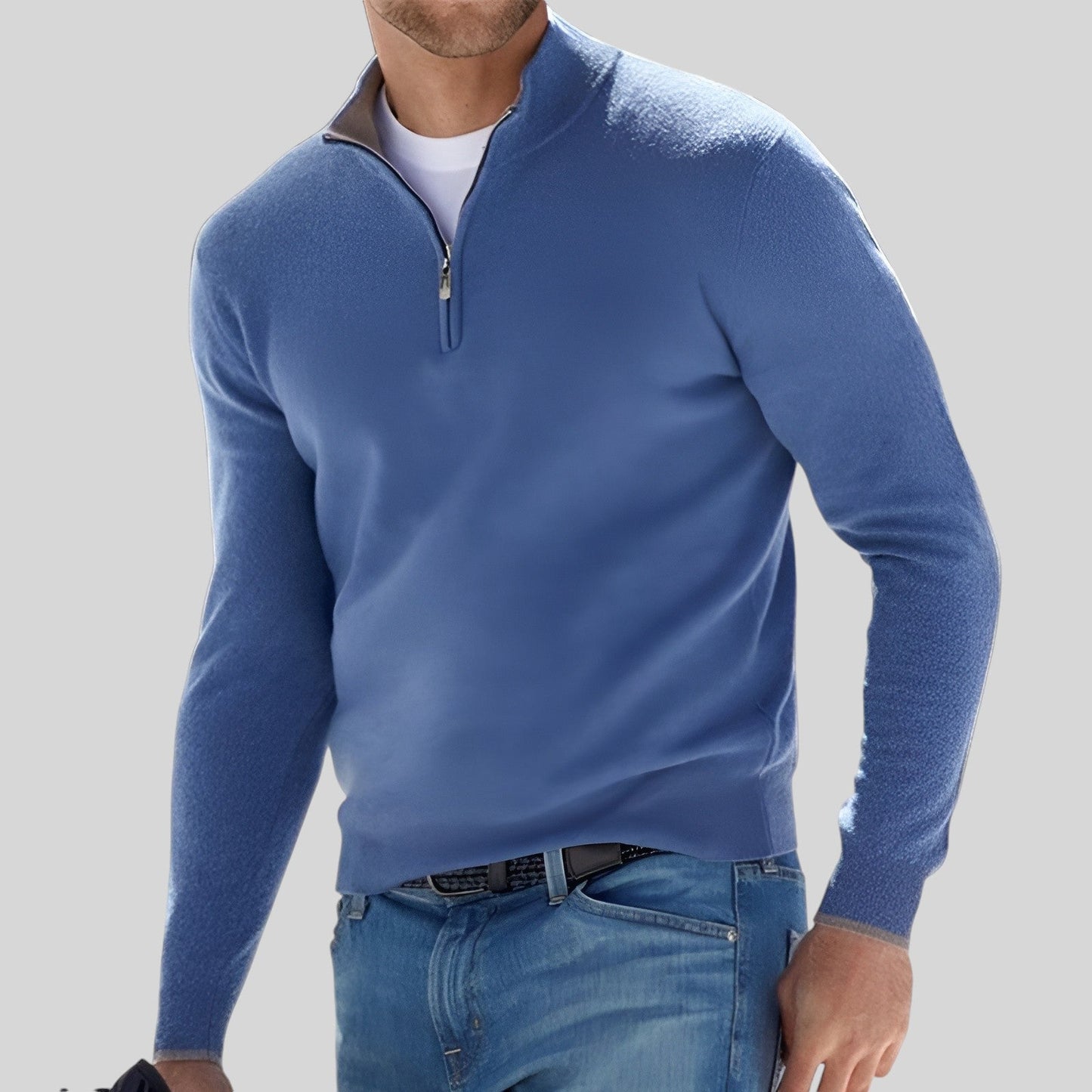 Pull Femme Manches Longues Col Zippé 1/4 - Image 3