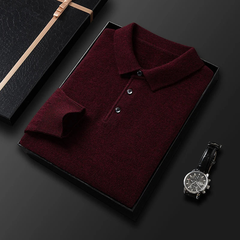 Pull en maille polo à manches longues pour homme - Image 9