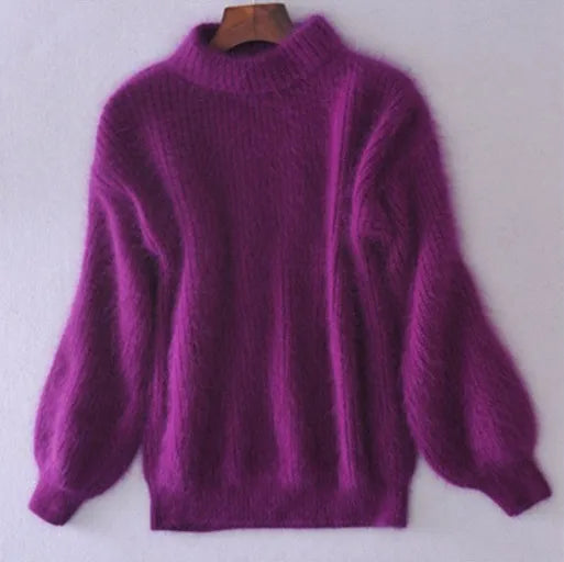 Pull doux et duveteux à manches longues pour femme - Image 4