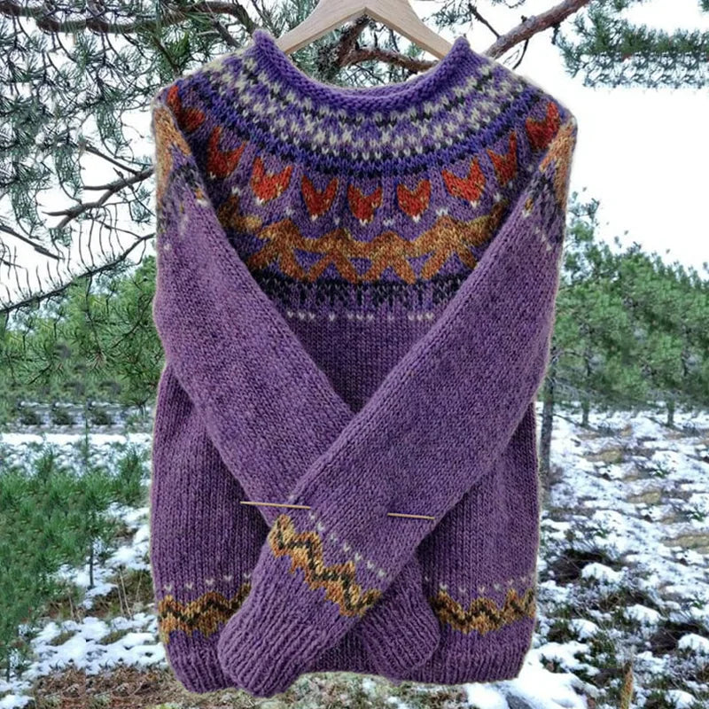 Pull Femme Motif Fair Isle Manches Longues - Image 2