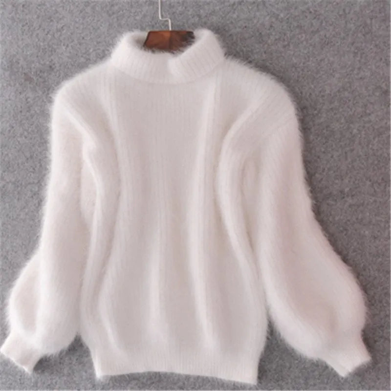 Pull doux et duveteux à manches longues pour femme - Image 2