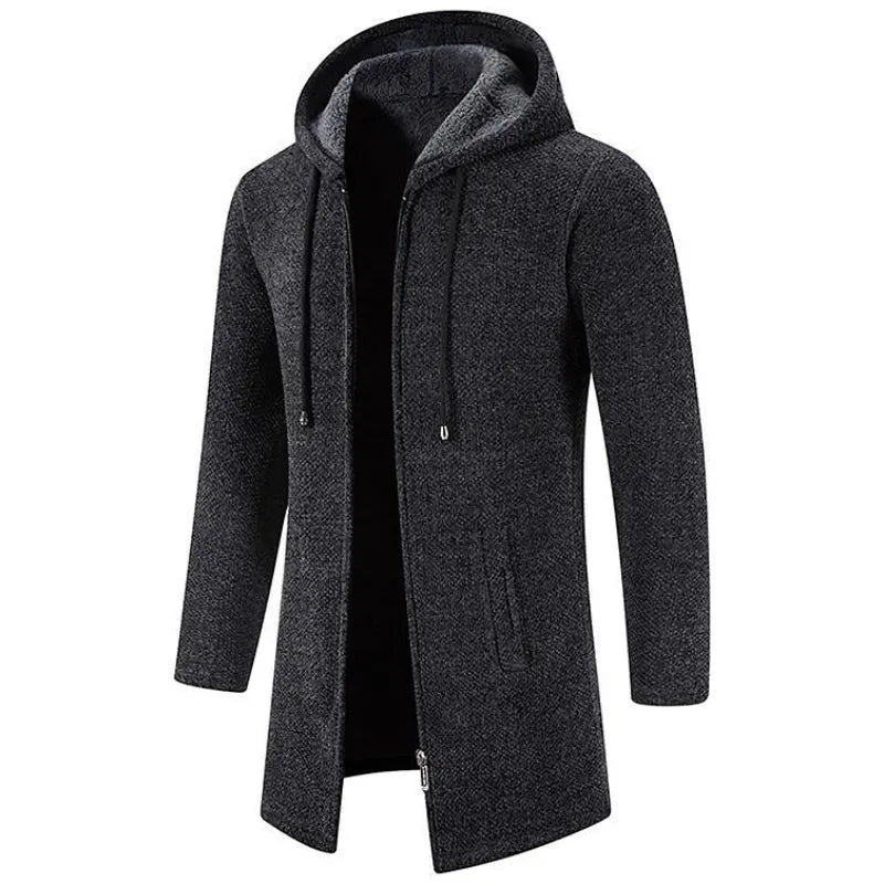 Manteau Long Zippé à Capuche pour Homme - Image 1