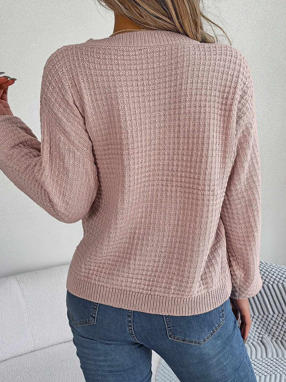 Pull Femme Col Rond en Tricot Côtelé - Image 2