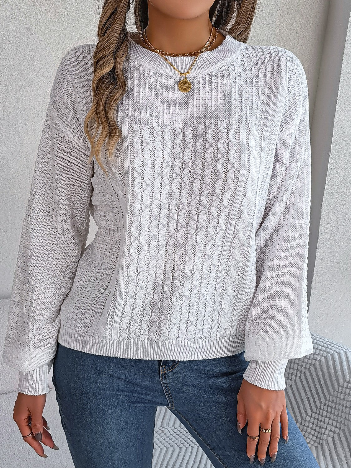 Pull Femme Col Rond en Tricot Côtelé - Image 5