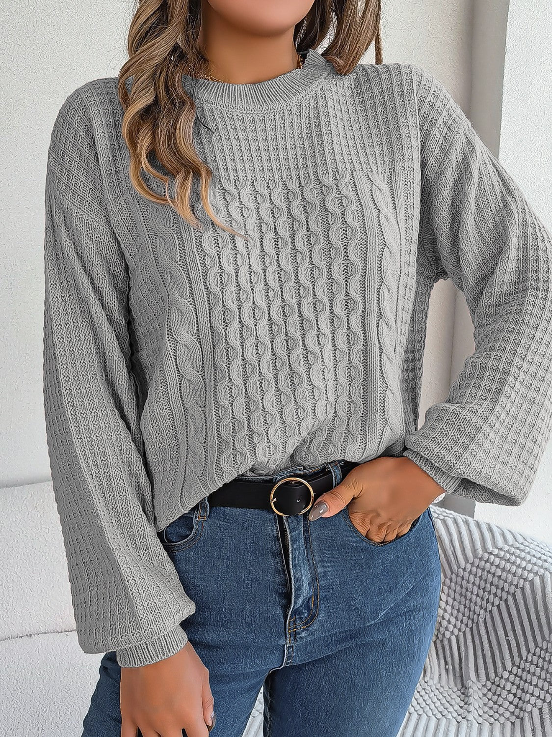Pull Femme Col Rond en Tricot Côtelé - Image 10