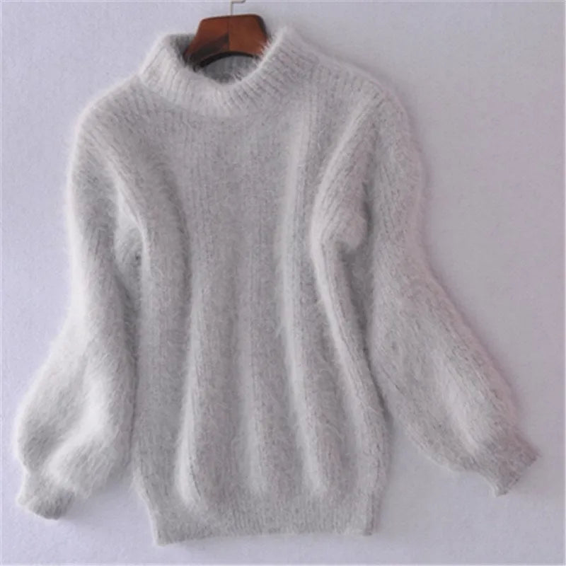 Pull doux et duveteux à manches longues pour femme - Image 3