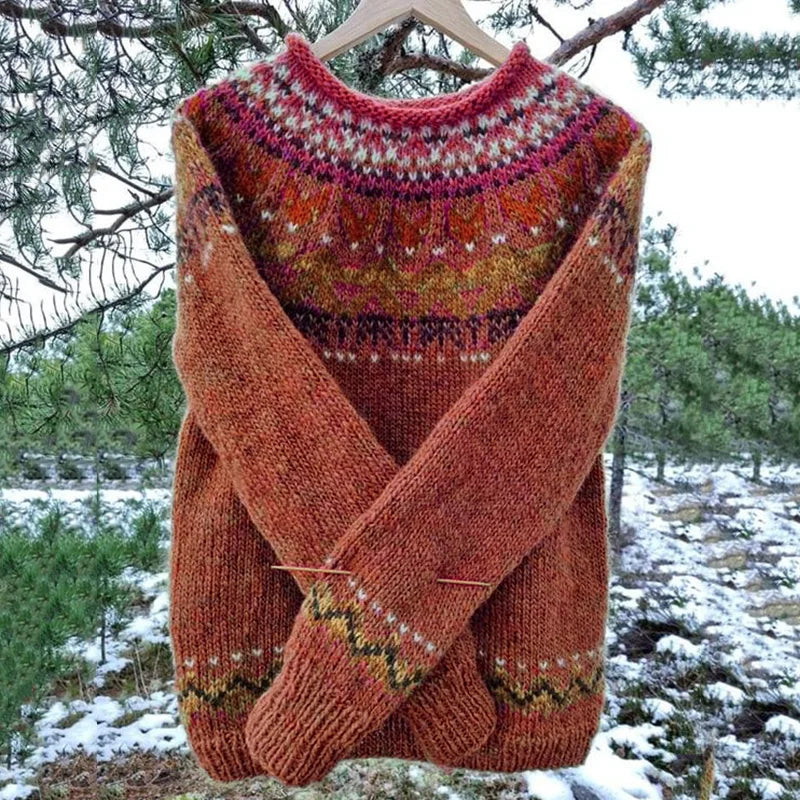 Pull Femme Motif Fair Isle Manches Longues - Image 5