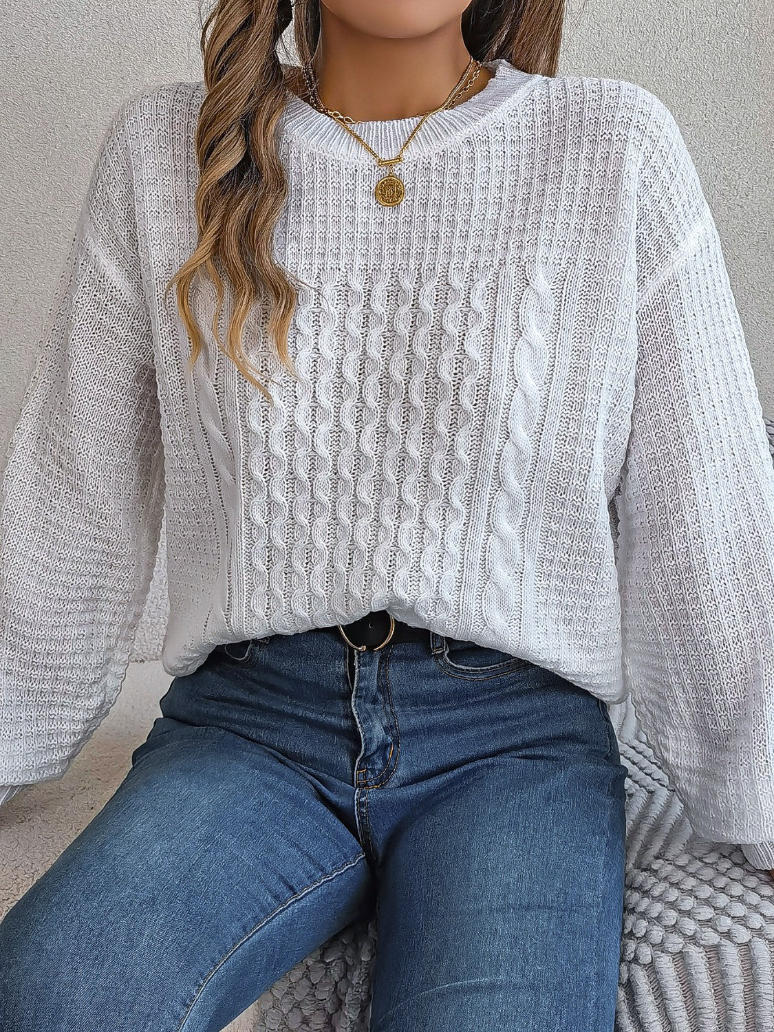 Pull Femme Col Rond en Tricot Côtelé - Image 6