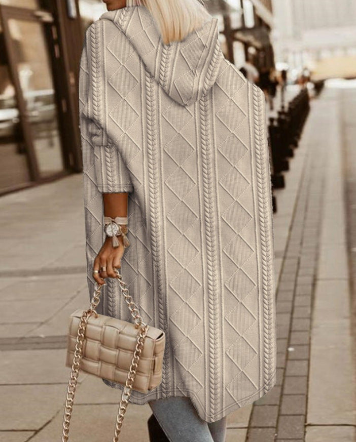 Manteau Tricot à Capuche Femme - Image 3