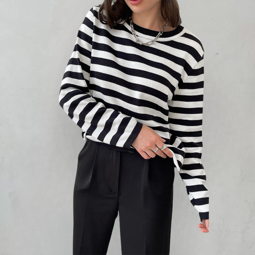 Pull rayé à col rond pour femme - Image 5
