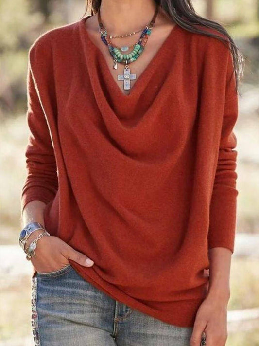 Pull à col en V à manches longues pour femme - Image 1