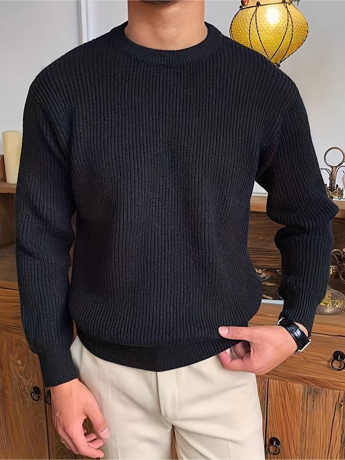 Pull Homme Col Rond Côtelé - Image 4
