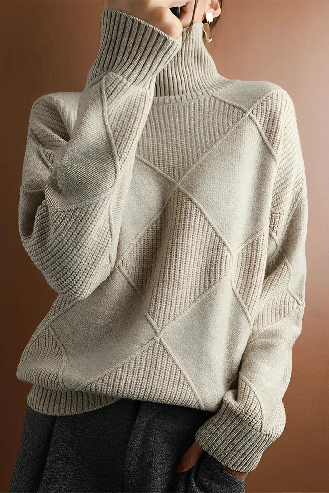 Pull Femme Tricot Motif Losanges - Image 3