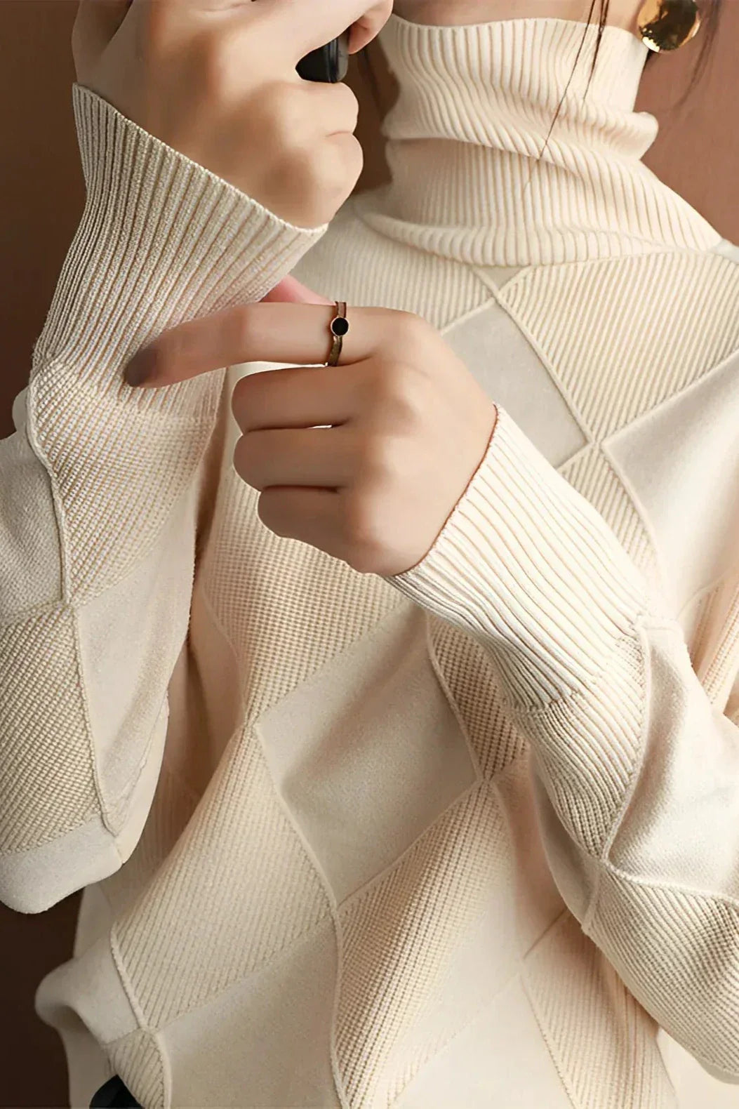 Pull Femme Tricot Motif Losanges - Image 2