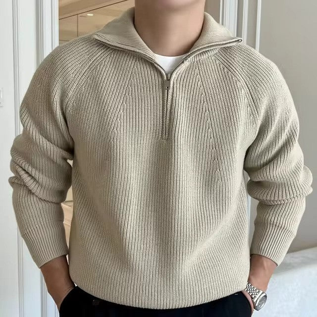 Pull Homme Maille Côtelée à Fermeture Éclair 1/4 - Image 2