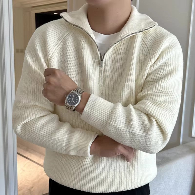Pull Homme Maille Côtelée à Fermeture Éclair 1/4 - Image 3