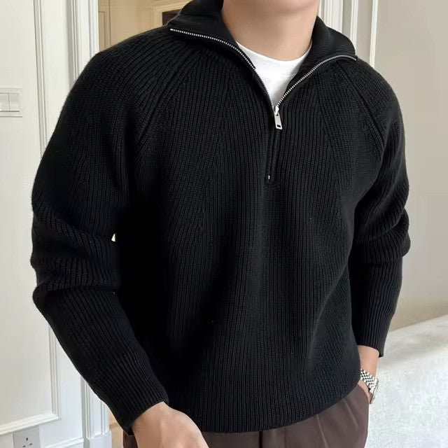 Pull Homme Maille Côtelée à Fermeture Éclair 1/4 - Image 4