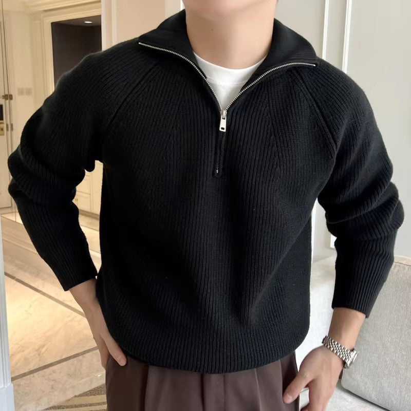 Pull Homme Maille Côtelée à Fermeture Éclair 1/4 - Image 6