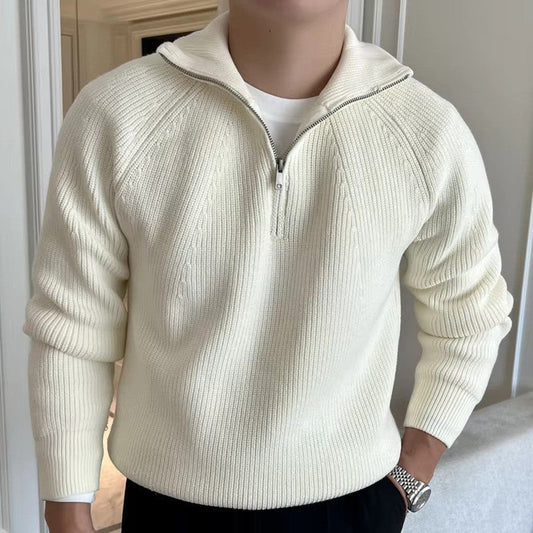 Pull Homme Maille Côtelée à Fermeture Éclair 1/4 - Image 1
