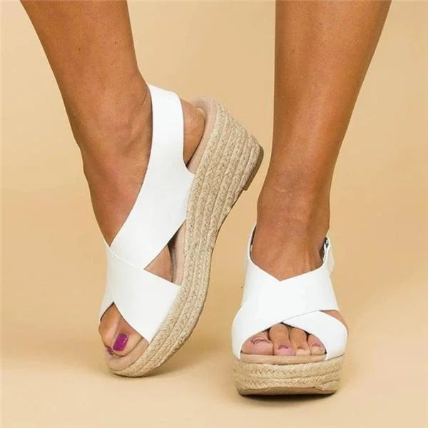 Sandales compensées espadrilles croisées pour femmes - Image 3