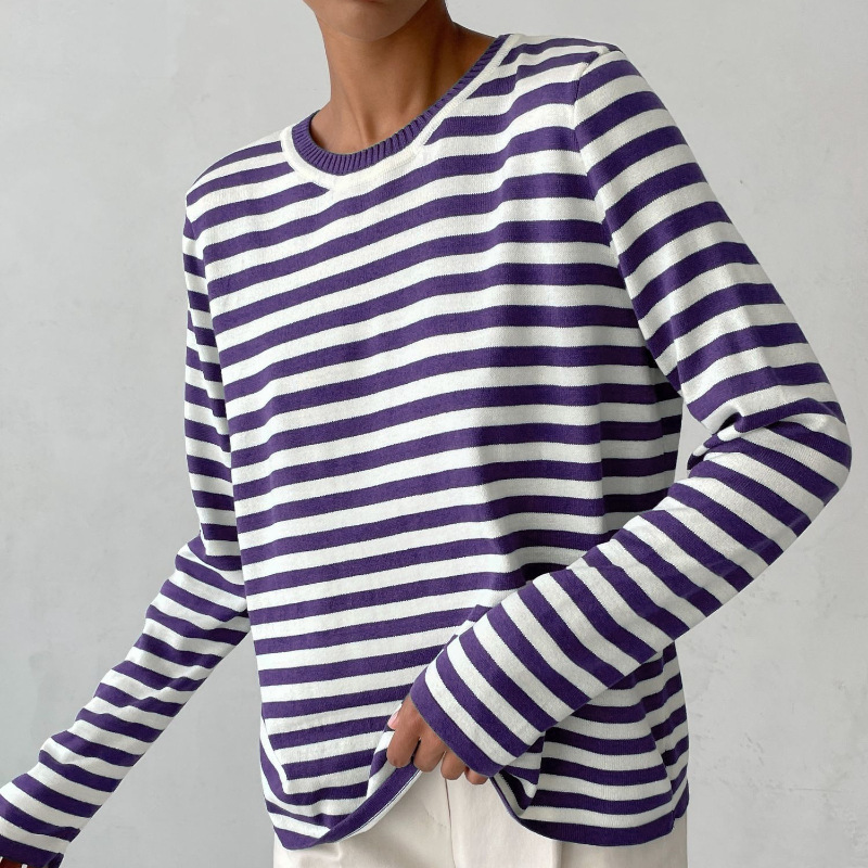 Pull rayé à col rond pour femme - Image 7