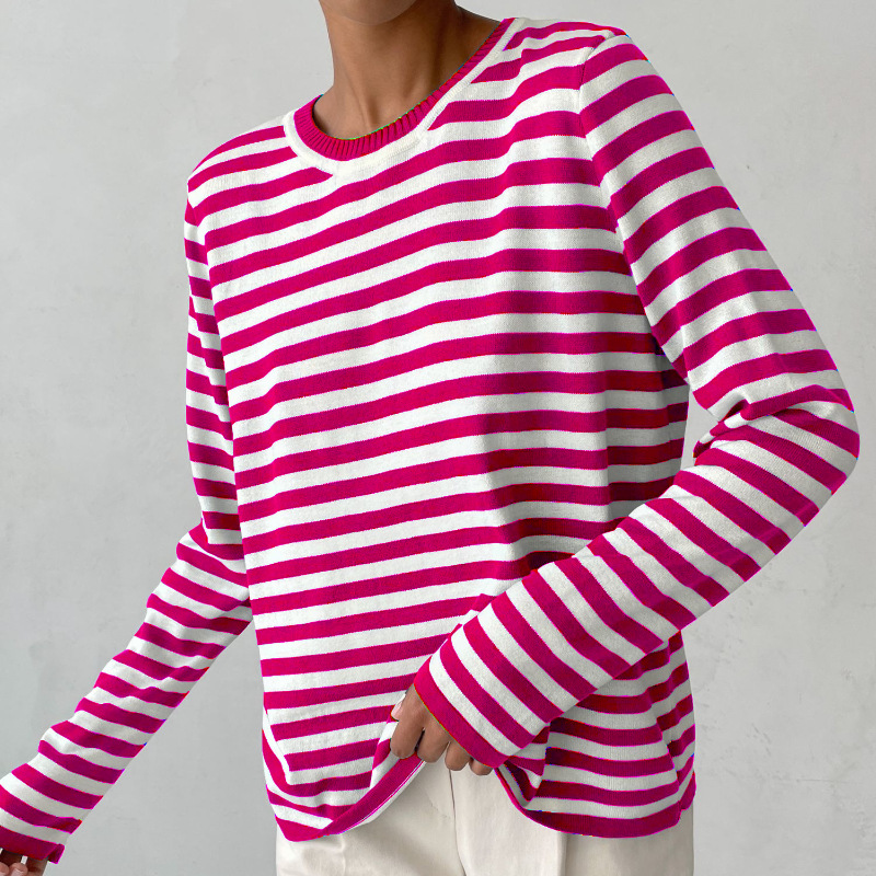 Pull rayé à col rond pour femme - Image 6