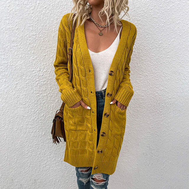 Manteau Cardigan Boutonné Femme - Image 1