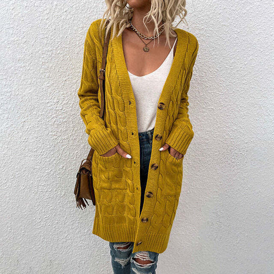 Manteau Cardigan Boutonné Femme - Image 1