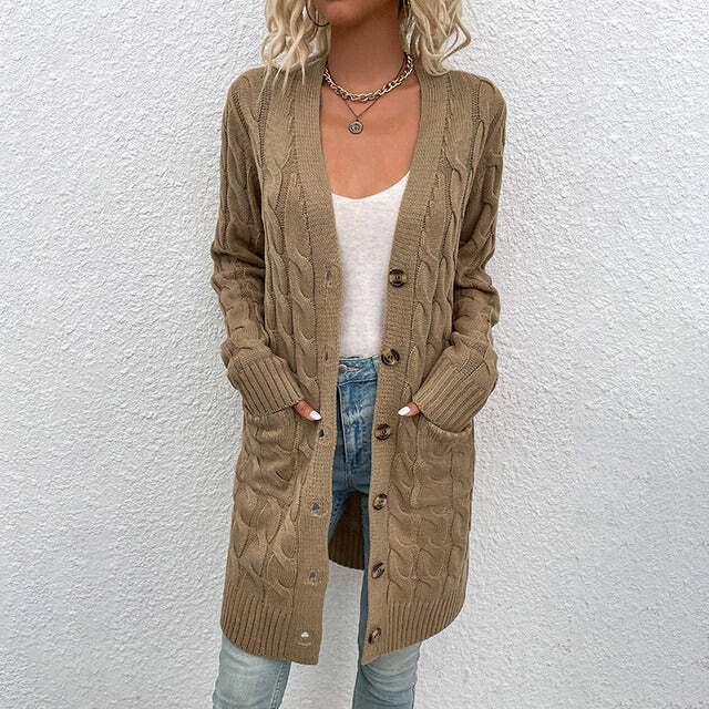 Manteau Cardigan Boutonné Femme - Image 3