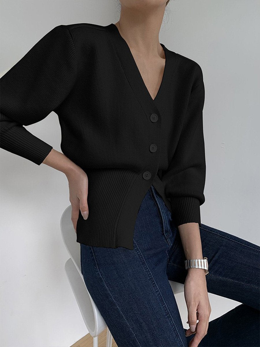 Pull Femme Boutonné en Maille Côtelée - Image 2