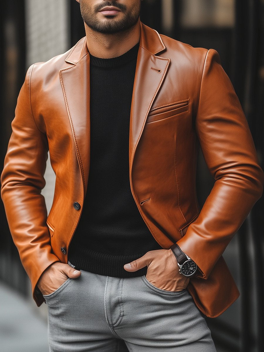 Blazer Homme Style Veste en Cuir - Image 2