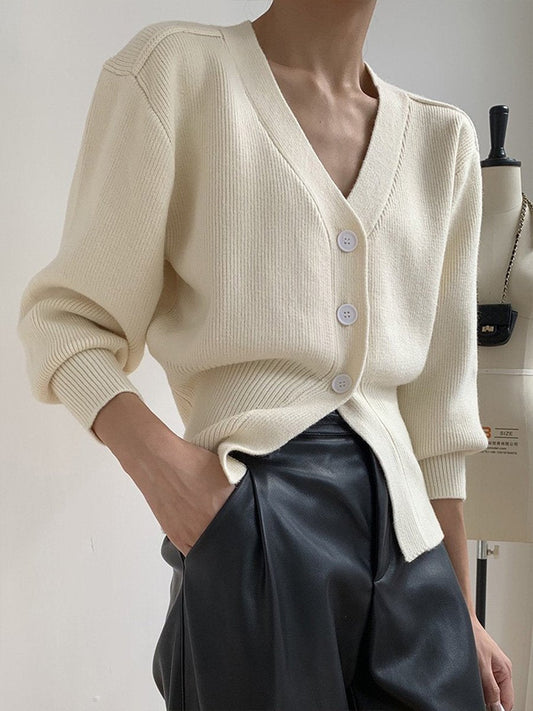 Pull Femme Boutonné en Maille Côtelée - Image 1