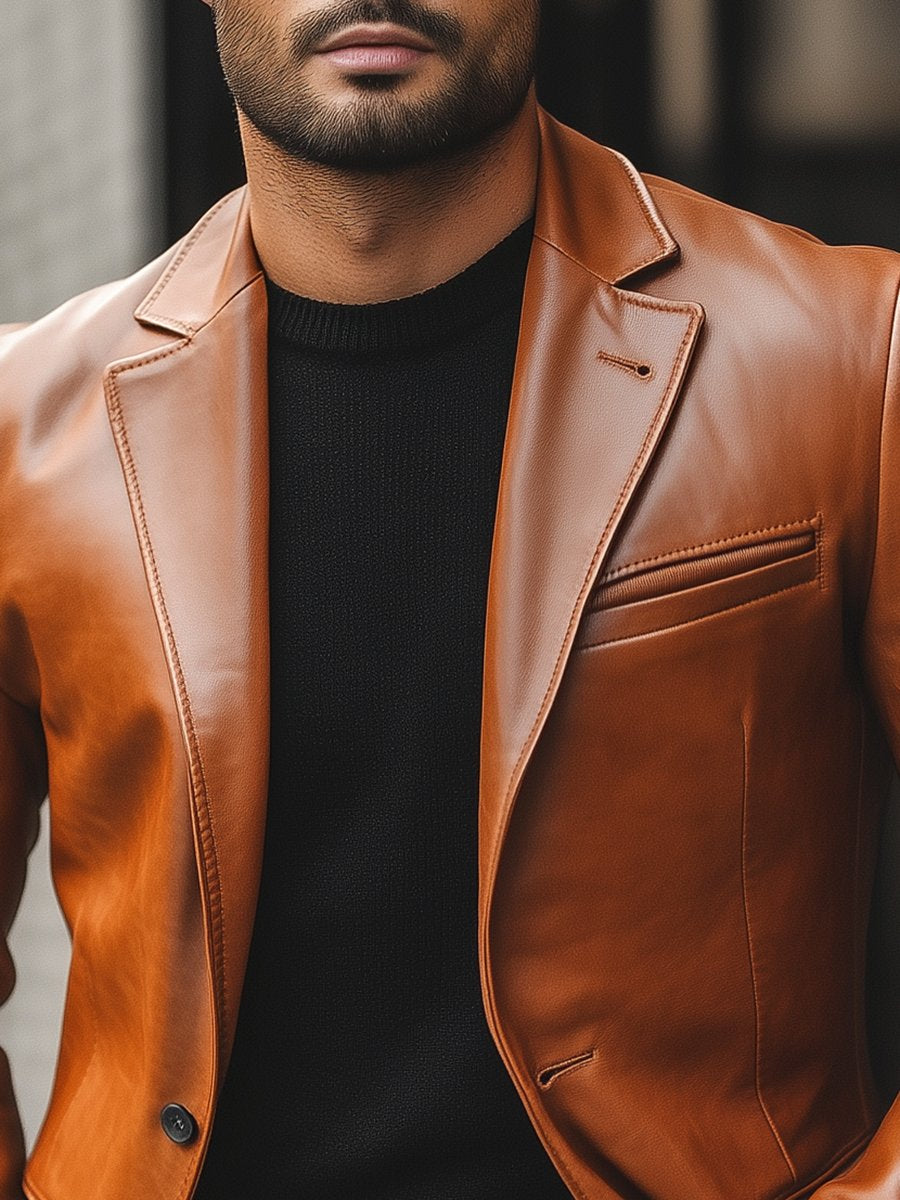 Blazer Homme Style Veste en Cuir - Image 5