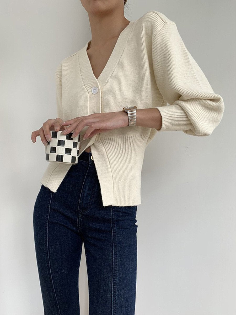 Pull Femme Boutonné en Maille Côtelée - Image 3