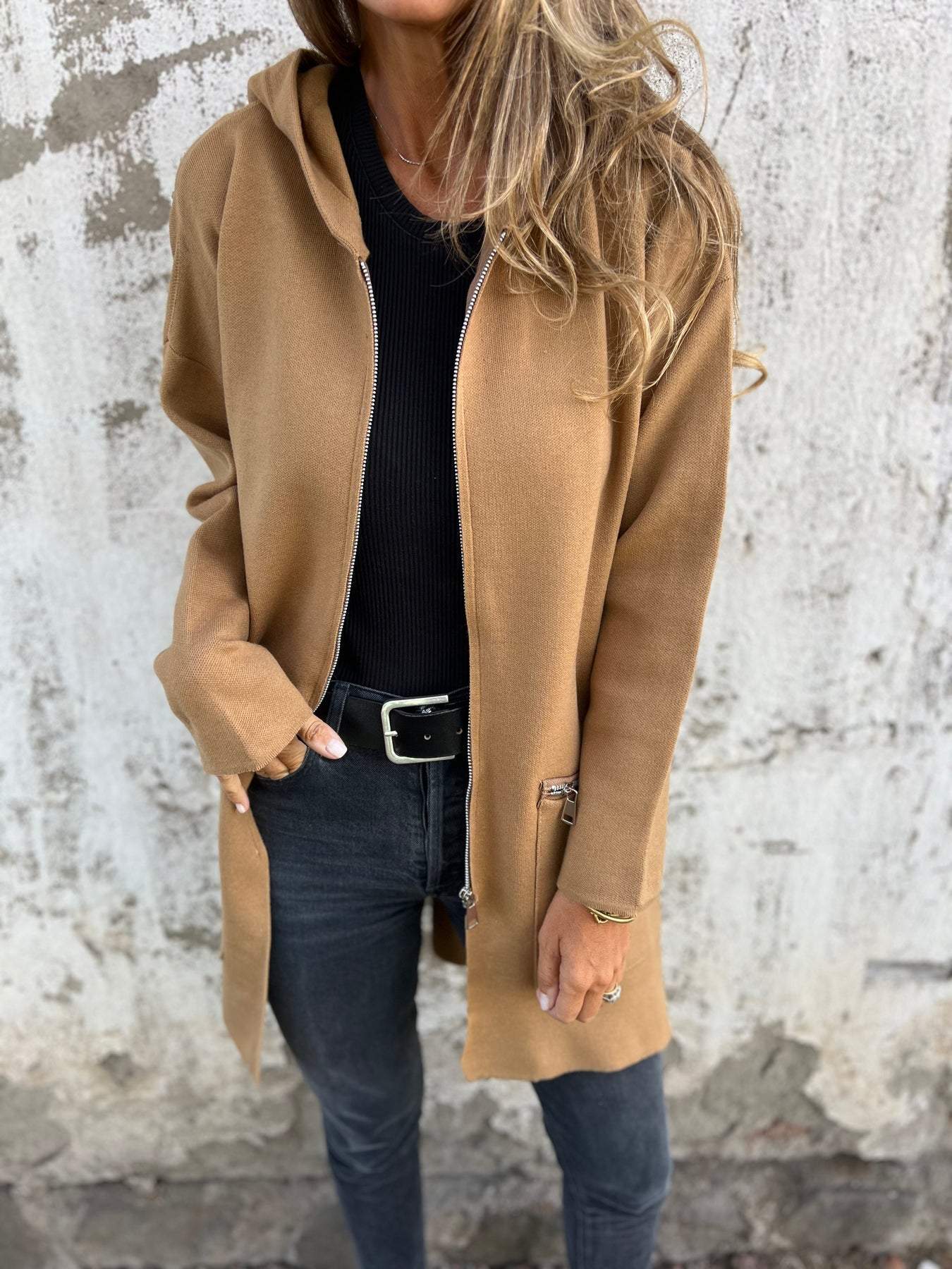 Manteau Long à Capuche pour Femme - Image 1