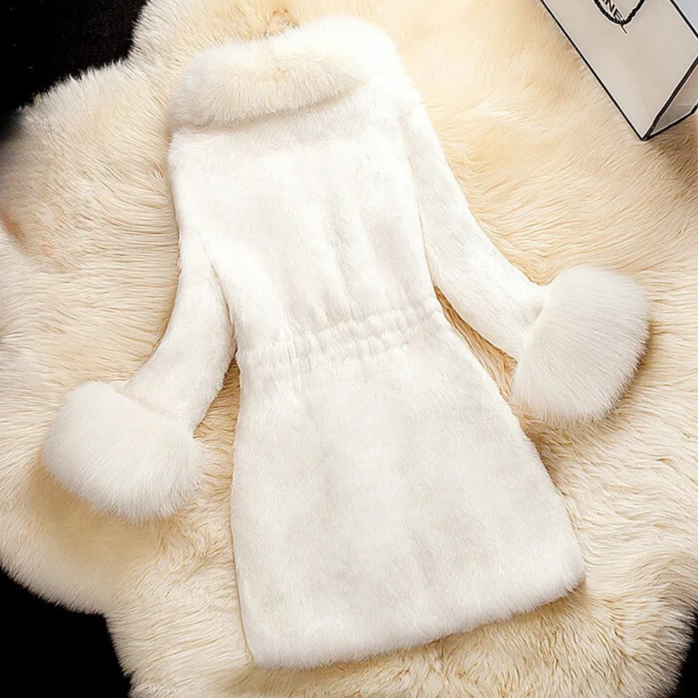 Manteau Long Femme Col en Fausse Fourrure - Image 3