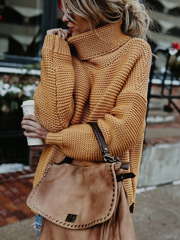 Pull Femme Oversize Col Roulé en Tricot - Image 8