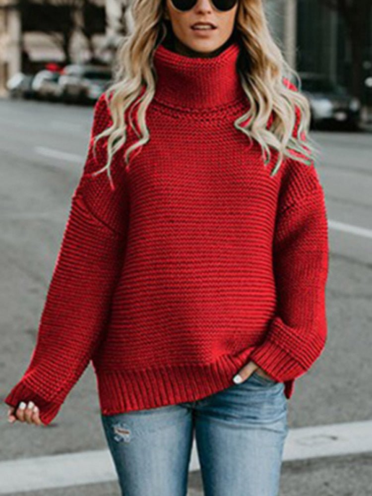 Pull Femme Oversize Col Roulé en Tricot - Image 11