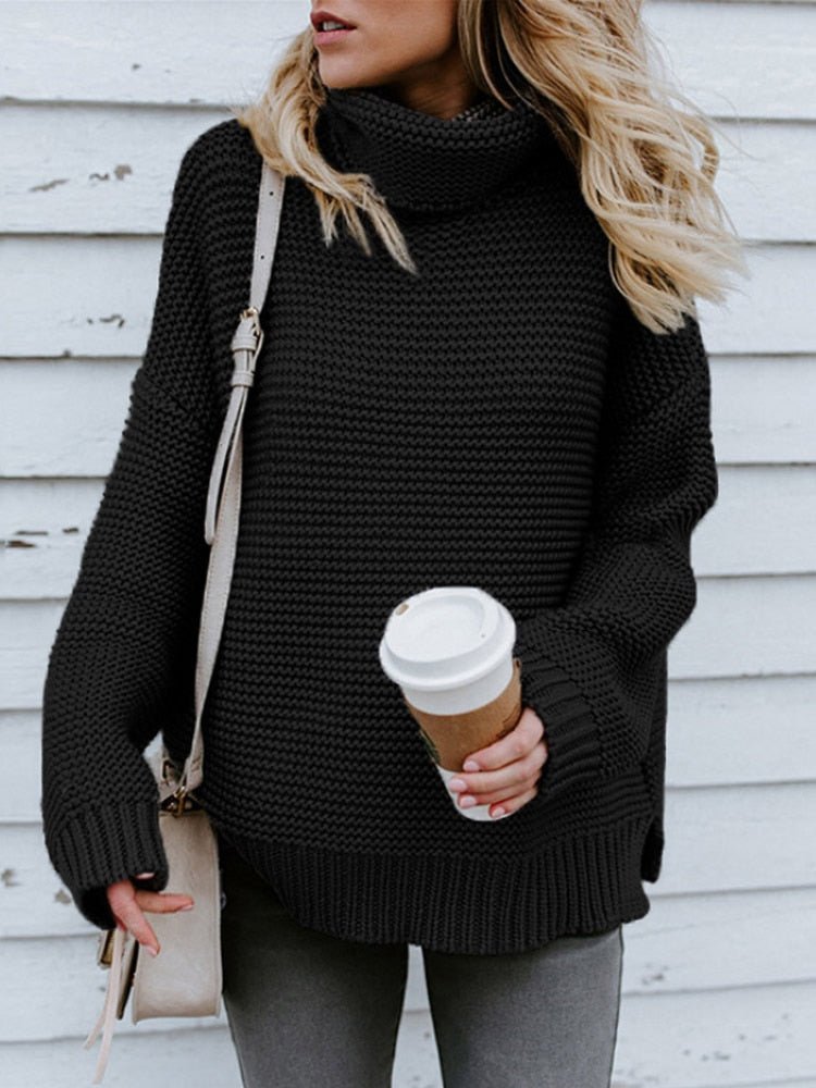 Pull Femme Oversize Col Roulé en Tricot - Image 9