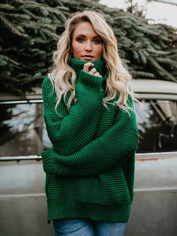 Pull Femme Oversize Col Roulé en Tricot - Image 3