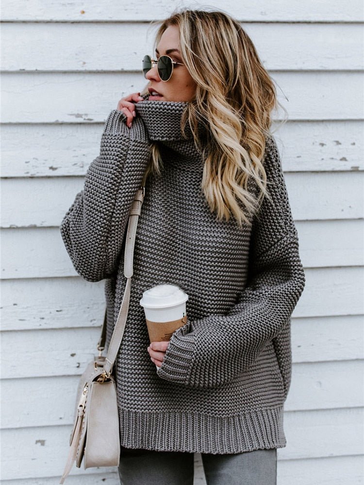 Pull Femme Oversize Col Roulé en Tricot - Image 7